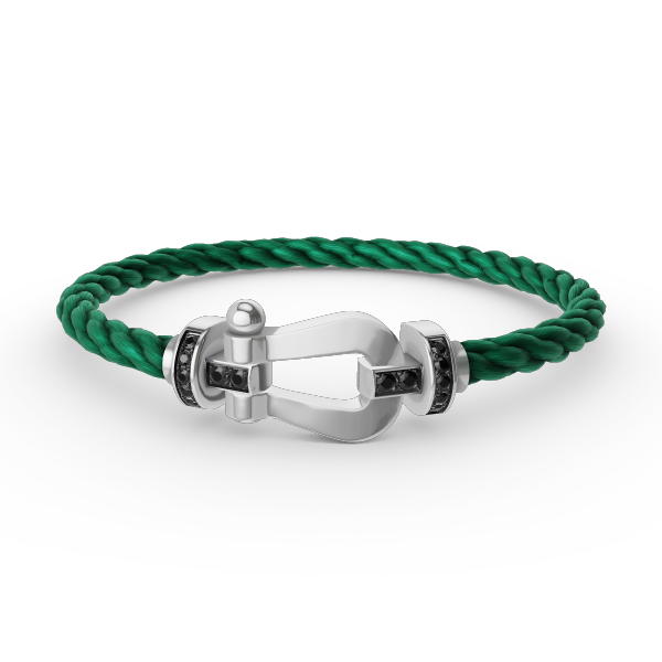 [LumiVibe]FORCE LARGE HORSESHOE BLACK DIAMOND BRACELET SILVER