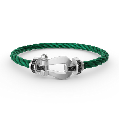 [LumiVibe]FORCE LARGE HORSESHOE BLACK DIAMOND BRACELET SILVER