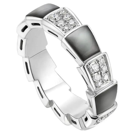 [LumiVibe]SERPENTI RING SILVER DIAMOND BLACK MOP 4MM