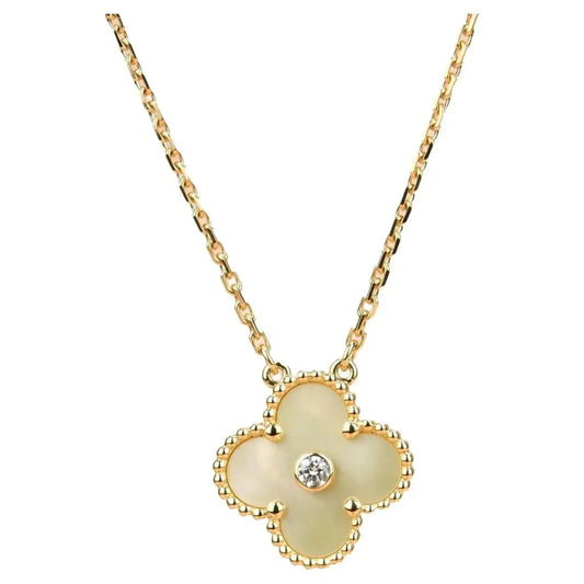[LumiVibe]CLOVER 15MM DIAMOND GOLD MOTHER OF PEARL NECKLACE