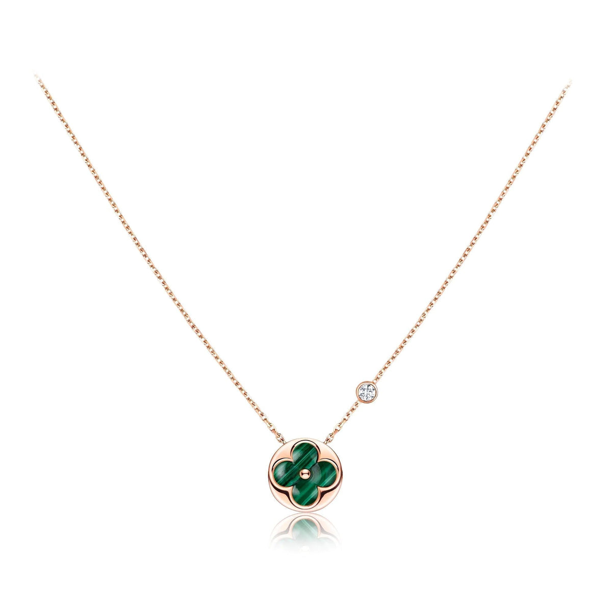 [LumiVibe]SUN PEDANT PINK GOLD 1 DIAMOND NECKLACE