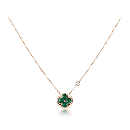 [LumiVibe]SUN PEDANT PINK GOLD 1 DIAMOND NECKLACE