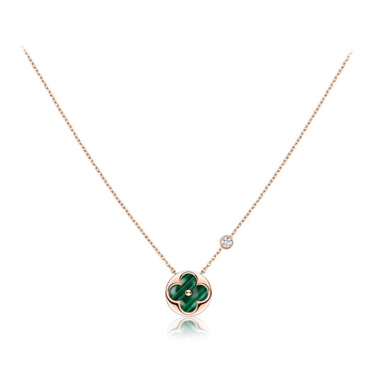 [LumiVibe]SUN PEDANT PINK GOLD 1 DIAMOND NECKLACE