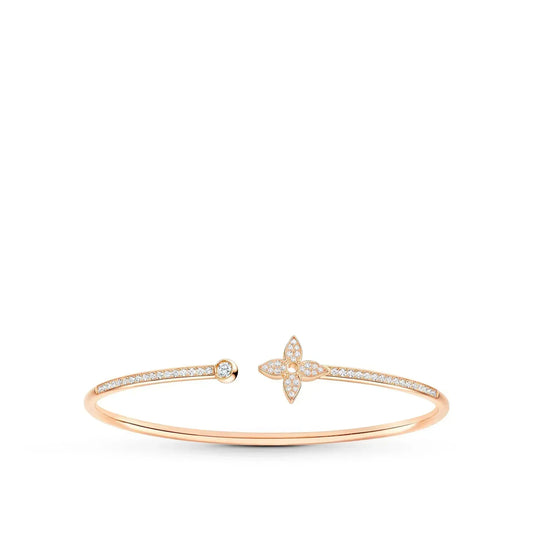 [LumiVibe]IDYLLE PINK GOLD OPEN BRACELET DIAMOND PAVED