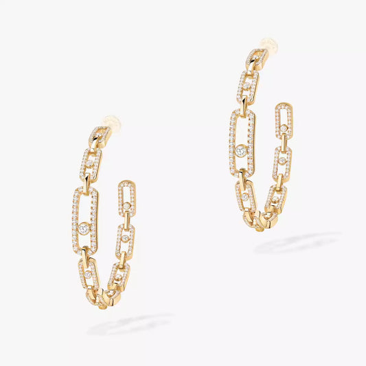 [[LumiVibe]Move Link Diamond Hoop Earrings