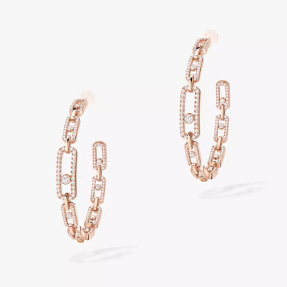[[LumiVibe]Move Link Diamond Hoop Earrings