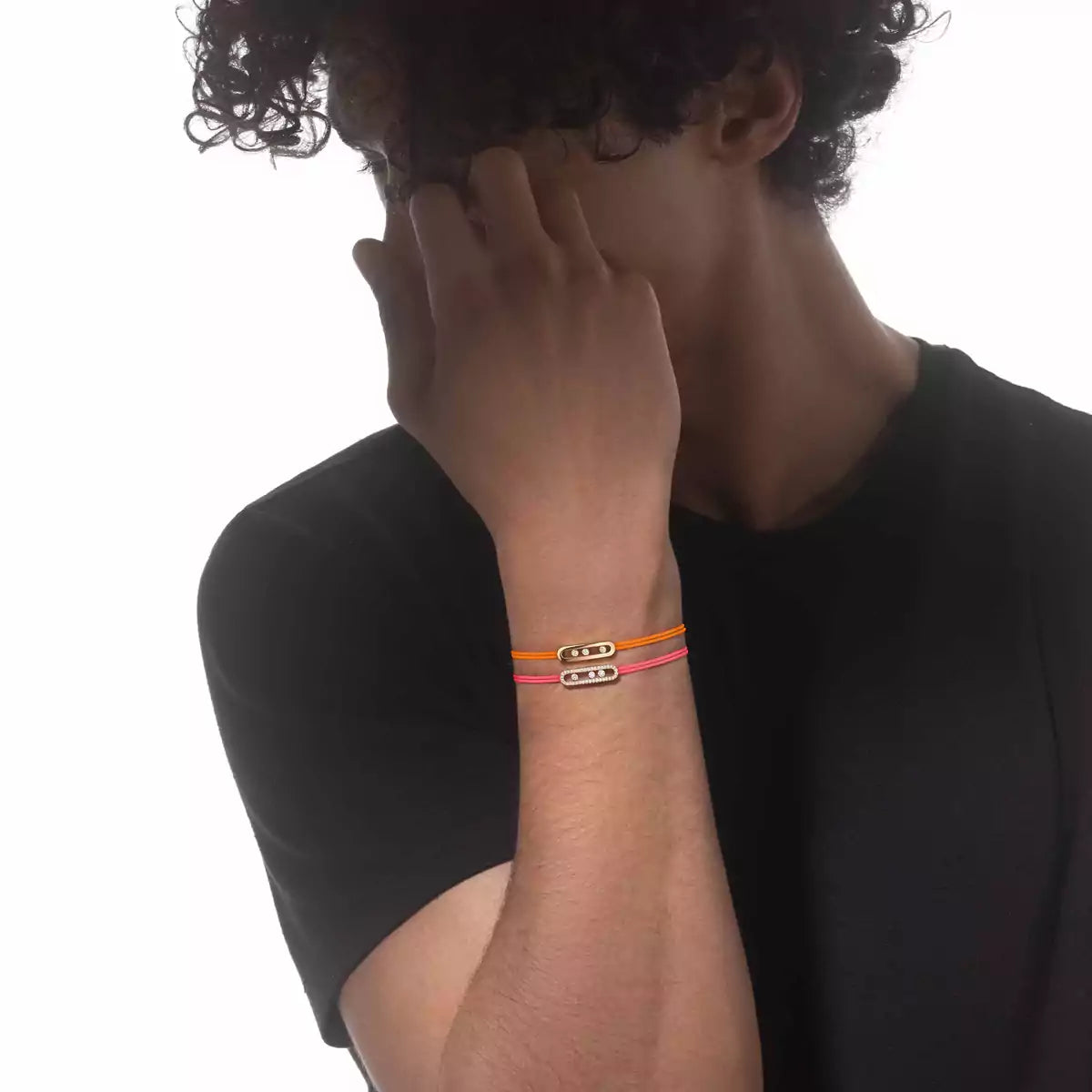 [LumiVibe]Messika Care(s) pink cord pavé bracelet