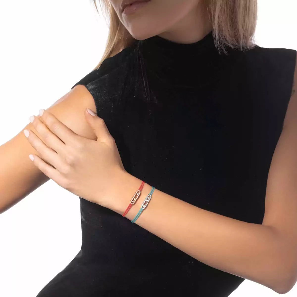 [LumiVibe]Messika Care(s) pink cord pavé bracelet