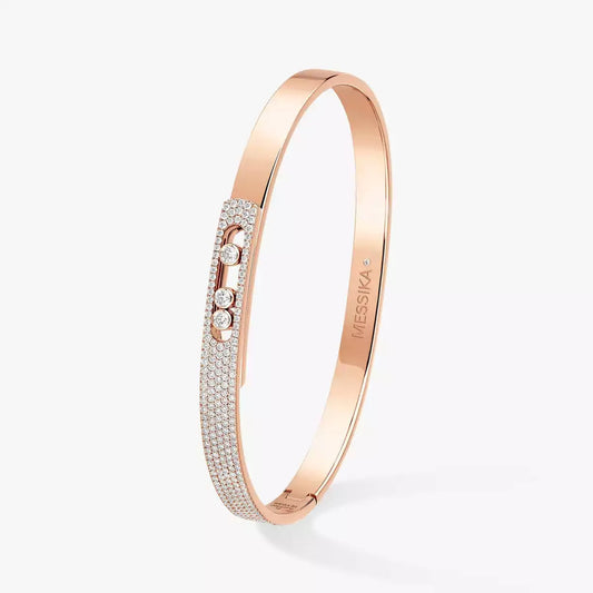 [LumiVibe]Move Noa Rose Gold Pavé Diamond Bangle Bracelet