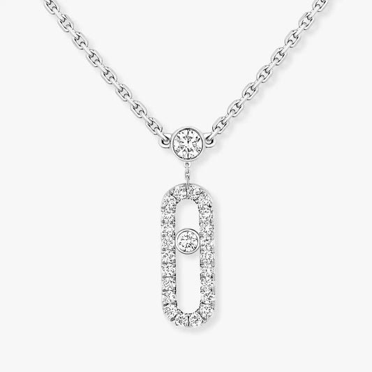 [LumiVibe]2 Rows Rose Gold Diamond Pave_ Necklace Move Uno
