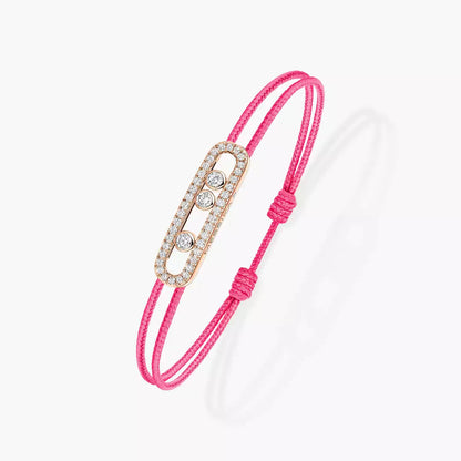 [LumiVibe]Messika Care(s) pink cord pavé bracelet