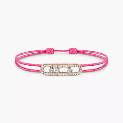 [LumiVibe]Messika Care(s) pink cord pavé bracelet