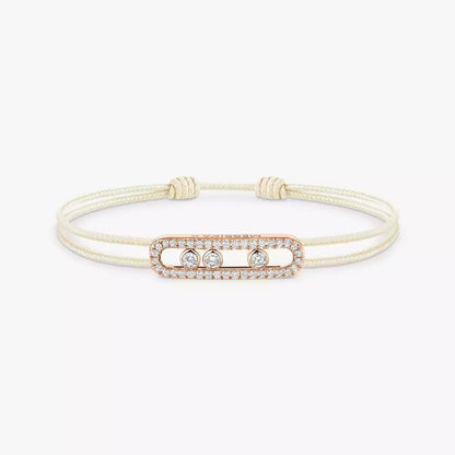 [LumiVibe]Messika Care(s) pink cord pavé bracelet