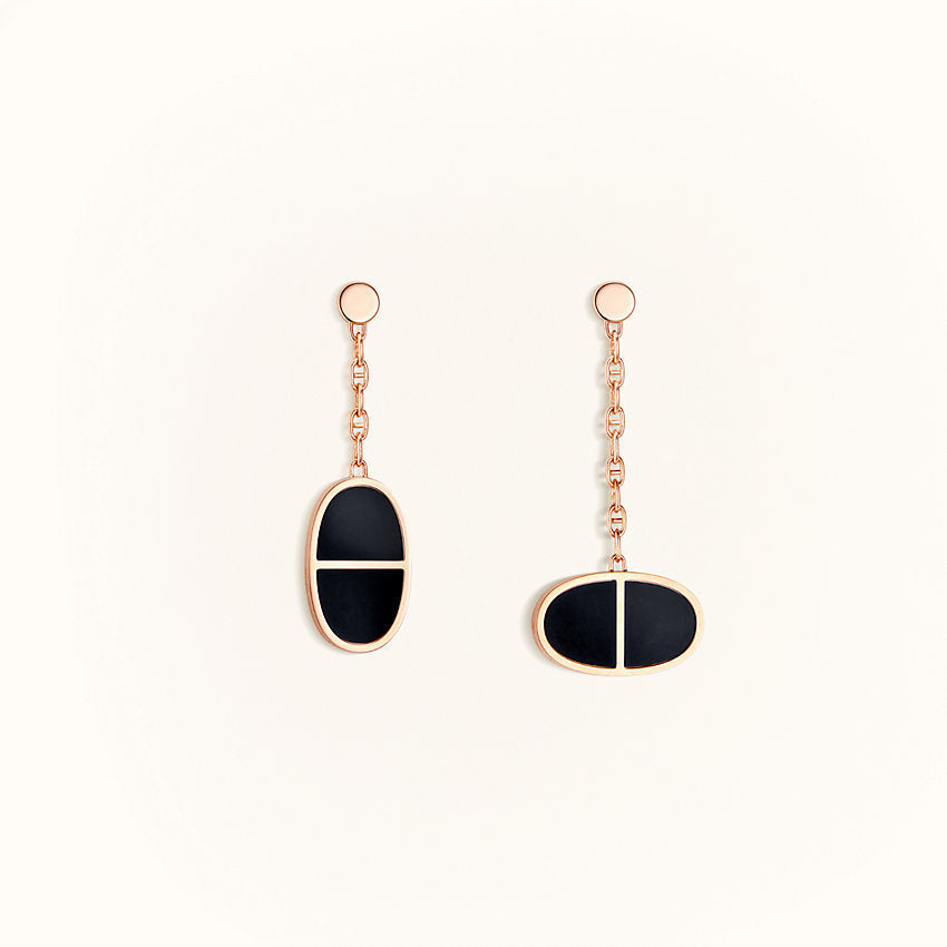 [LumiVibe]CHAINE VERSO BLACK CERAMIC EARRINGS