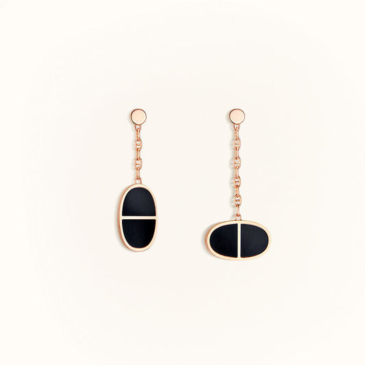 [LumiVibe]CHAINE VERSO BLACK CERAMIC EARRINGS