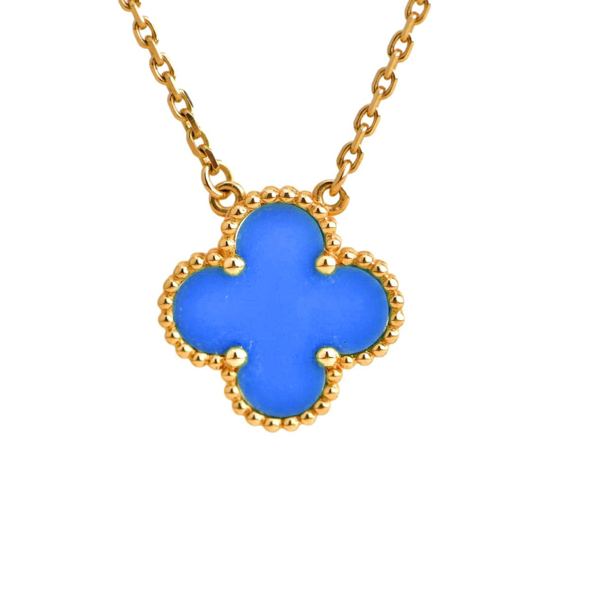 [LumiVibe]CLOVER 15MM BLUE AGATE NECKLACE