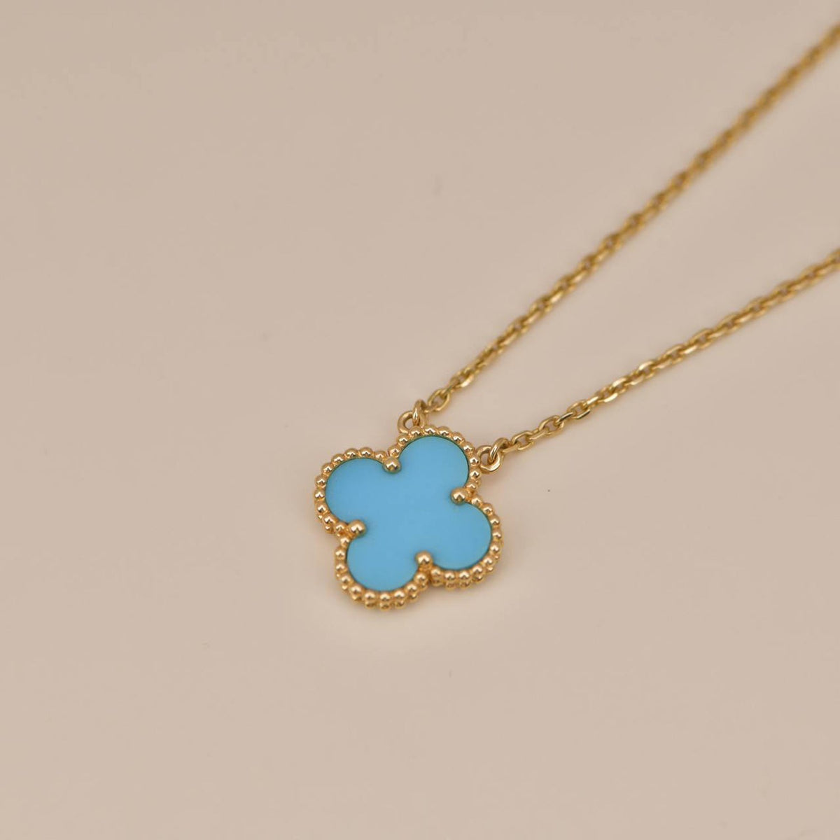 [LumiVibe]CLOVER 15MM VINTAGE TURQUOISE NECKLACE