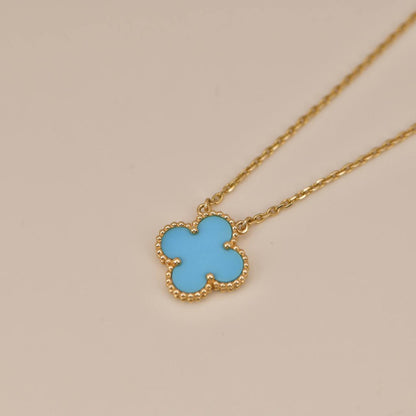 [LumiVibe]CLOVER 15MM VINTAGE TURQUOISE NECKLACE