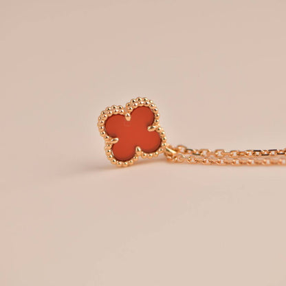 [LumiVibe]CLOVER MINI 9.5MM WHITE CARNELIANS NECKLACE