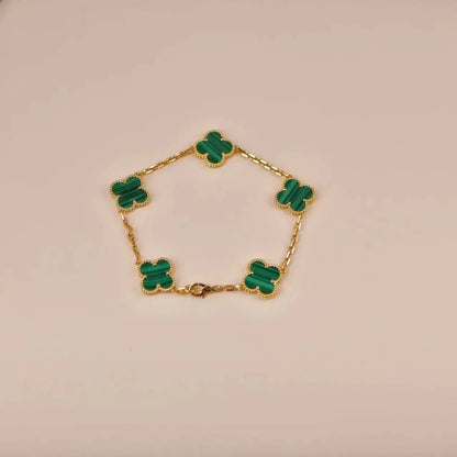 [LumiVibe] CLOVER 5 MOTIF MALACHITE BRACELET COLLECTION