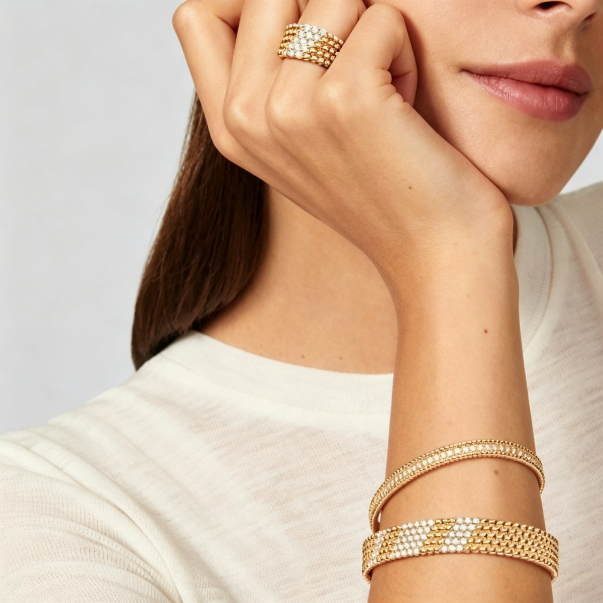 [LumiVibe]  FIVE-ROW DIAMOND BRACELET