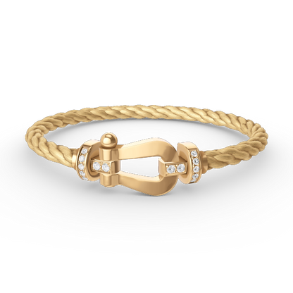 [LumiVibe]FORCE LARGE HORSESHOE HALF DIAMOND BRACELET GOLD