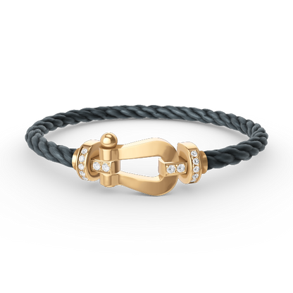 [LumiVibe]FORCE LARGE HORSESHOE HALF DIAMOND BRACELET GOLD