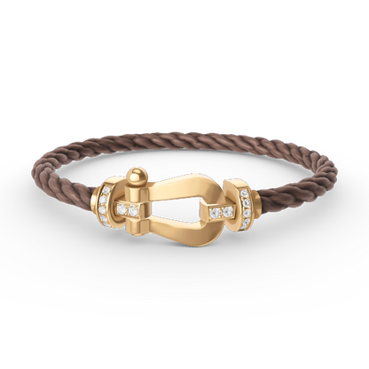 [LumiVibe]FORCE LARGE HORSESHOE HALF DIAMOND BRACELET GOLD