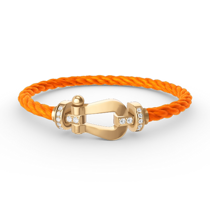 [LumiVibe]FORCE LARGE HORSESHOE HALF DIAMOND BRACELET GOLD