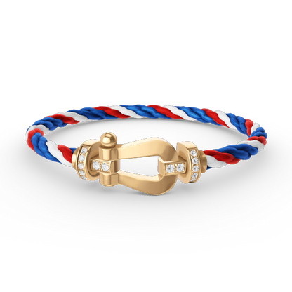 [LumiVibe]FORCE LARGE HORSESHOE HALF DIAMOND BRACELET GOLD