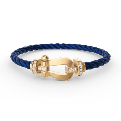 [LumiVibe]FORCE LARGE HORSESHOE HALF DIAMOND BRACELET GOLD