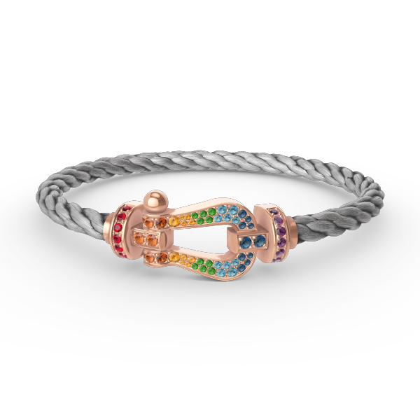 [LumiVibe]FORCE LARGE HORSESHOE  COLORED DIAMOND BRACELET ROSE GOLD