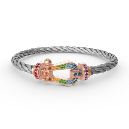 [LumiVibe]FORCE LARGE HORSESHOE  COLORED DIAMOND BRACELET ROSE GOLD