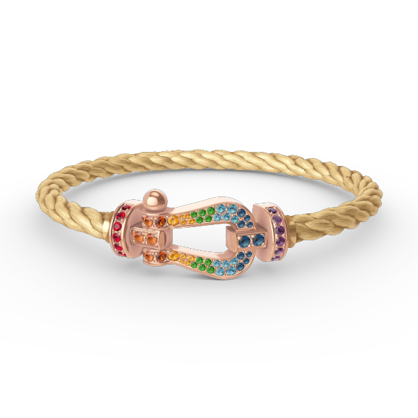 [LumiVibe]FORCE LARGE HORSESHOE  COLORED DIAMOND BRACELET ROSE GOLD