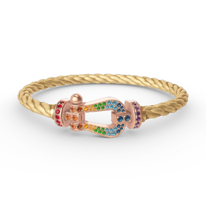 [LumiVibe]FORCE LARGE HORSESHOE  COLORED DIAMOND BRACELET ROSE GOLD