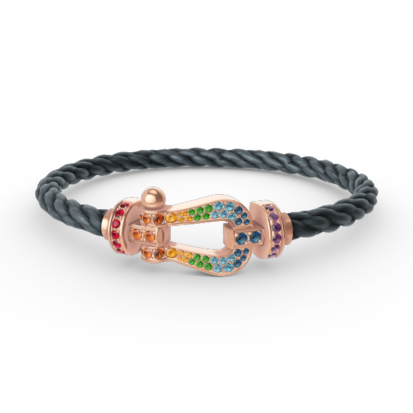 [LumiVibe]FORCE LARGE HORSESHOE  COLORED DIAMOND BRACELET ROSE GOLD