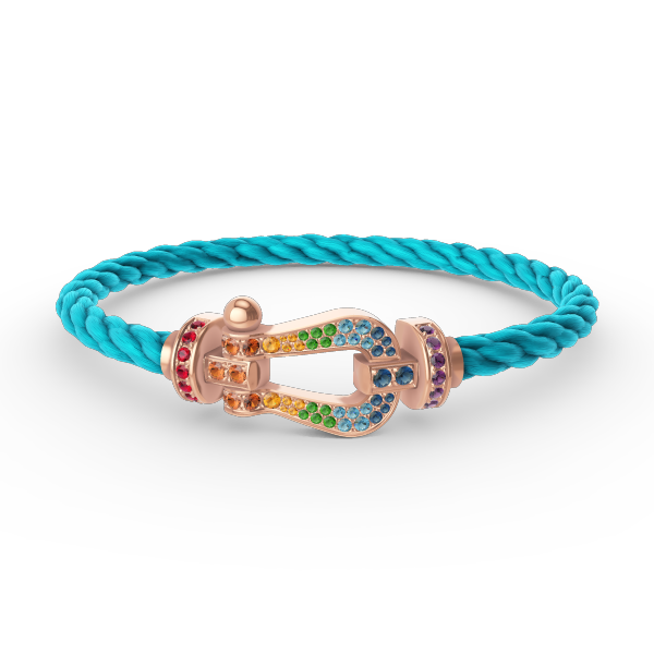 [LumiVibe]FORCE LARGE HORSESHOE  COLORED DIAMOND BRACELET ROSE GOLD