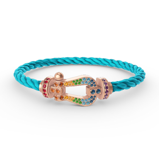 [LumiVibe]FORCE LARGE HORSESHOE  COLORED DIAMOND BRACELET ROSE GOLD