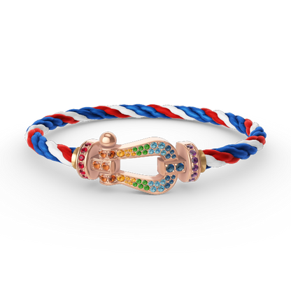 [LumiVibe]FORCE LARGE HORSESHOE  COLORED DIAMOND BRACELET ROSE GOLD