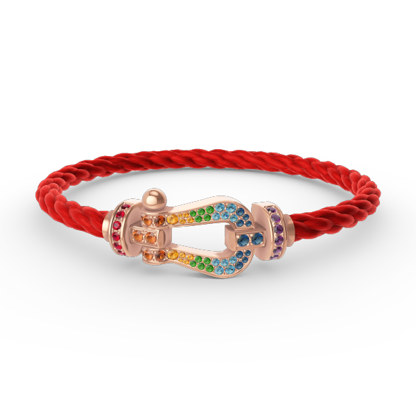 [LumiVibe]FORCE LARGE HORSESHOE  COLORED DIAMOND BRACELET ROSE GOLD