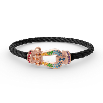 [LumiVibe]FORCE LARGE HORSESHOE  COLORED DIAMOND BRACELET ROSE GOLD