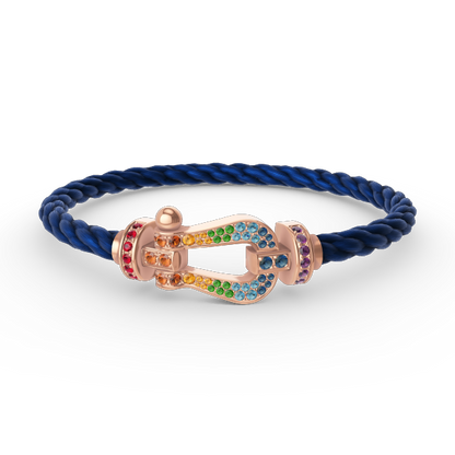 [LumiVibe]FORCE LARGE HORSESHOE  COLORED DIAMOND BRACELET ROSE GOLD