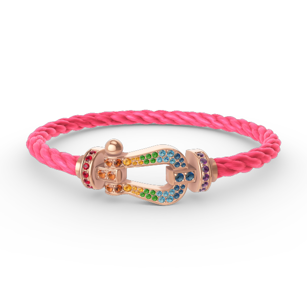 [LumiVibe]FORCE LARGE HORSESHOE  COLORED DIAMOND BRACELET ROSE GOLD