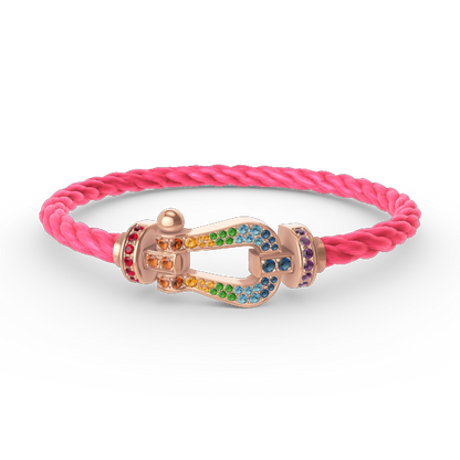 [LumiVibe]FORCE LARGE HORSESHOE  COLORED DIAMOND BRACELET ROSE GOLD
