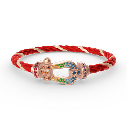 [LumiVibe]FORCE LARGE HORSESHOE  COLORED DIAMOND BRACELET ROSE GOLD