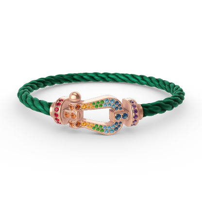 [LumiVibe]FORCE LARGE HORSESHOE  COLORED DIAMOND BRACELET ROSE GOLD
