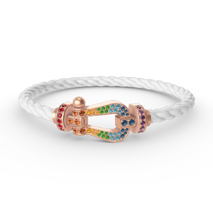 [LumiVibe]FORCE LARGE HORSESHOE  COLORED DIAMOND BRACELET ROSE GOLD