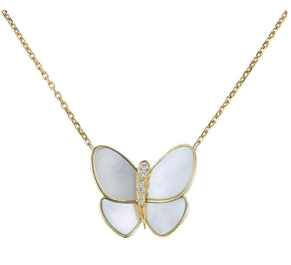 [LumiVibe]BUTTERFLY GOLD MOP DIAMOND NECKLACE