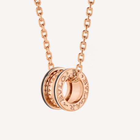 [LumiVibe]ZERO 1 ROCK PEDANT PINK GOLD BLACK NECKLACE
