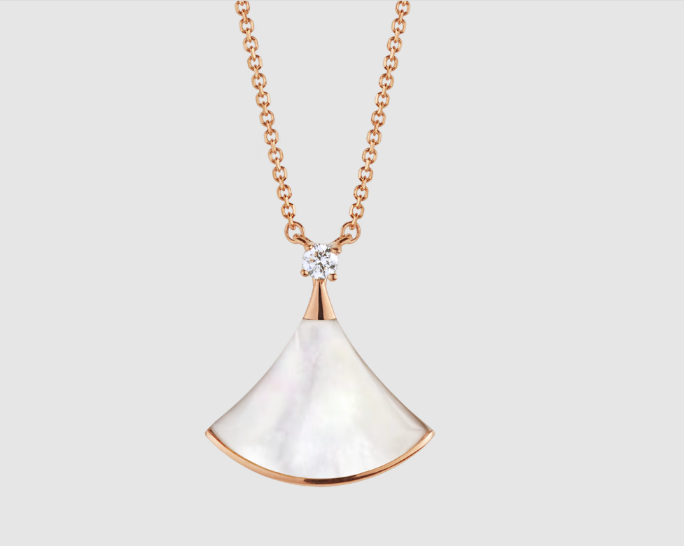 [LumiVibe]DREAM NECKLACE WHITE MOP PINK GOLD 1 DIAMOND